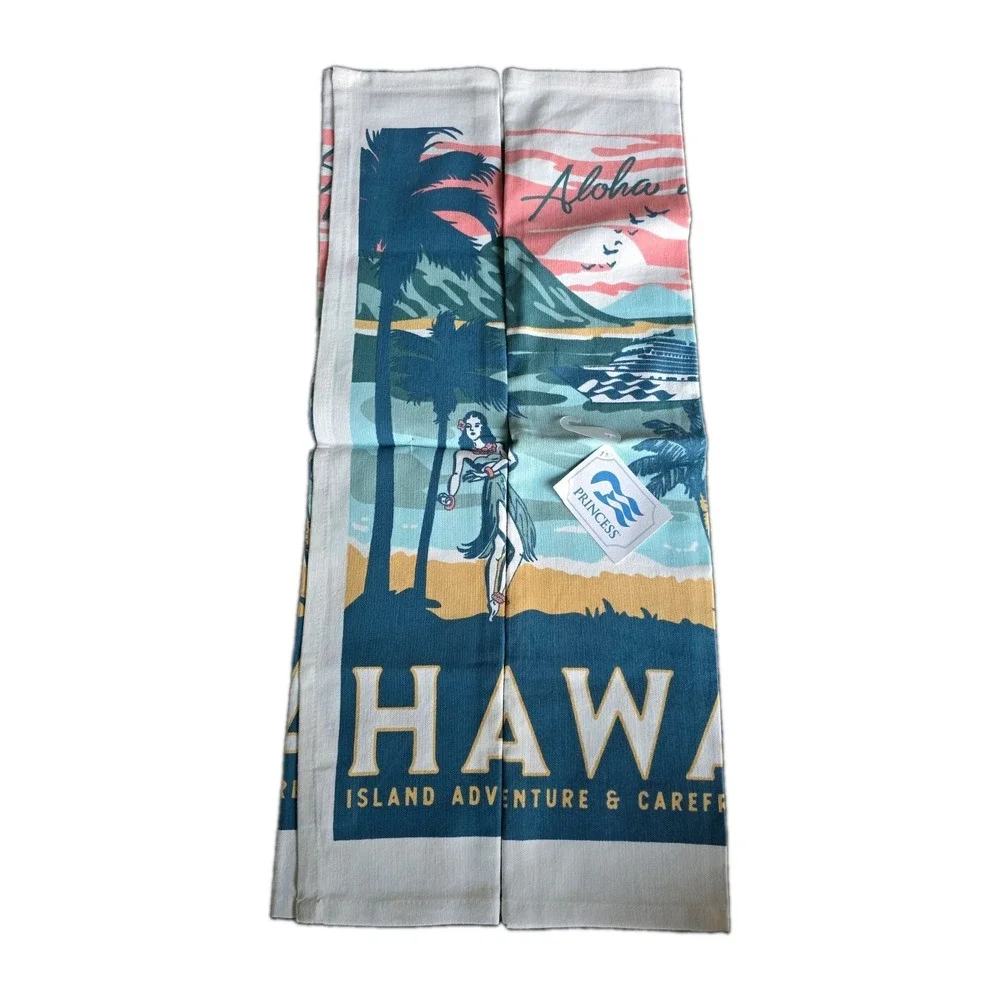 Princess Cruise Lines Hawaii Souvenir Tea Towels Set of 2 NWT Tropical Kitchen